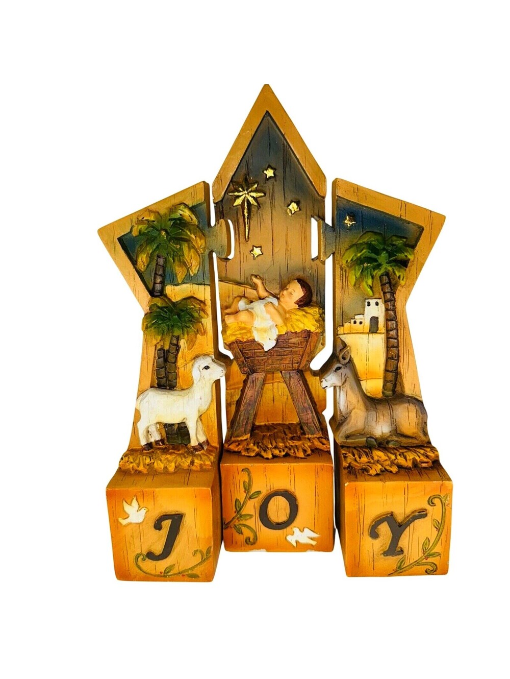 Roman Christmas Baby Jesus Manger Nativity Puzzle Figurine Set Joy Bethlehem 9"